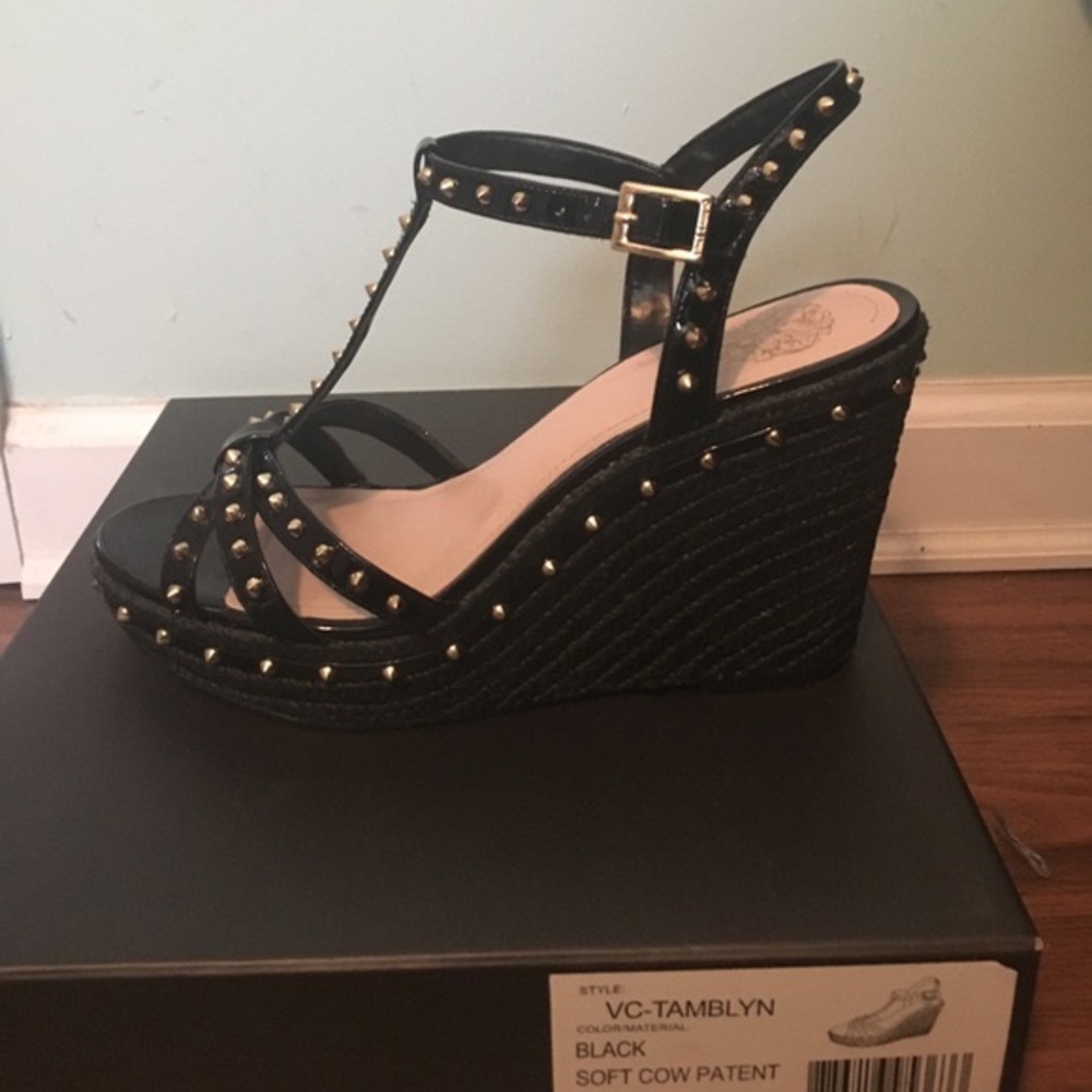NEW-Vince Camuto patent leather spike wedges